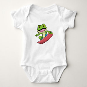 Body Para Bebé Rana como snowboard con snowboard