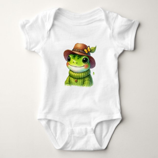 Body Para Bebé Rana de Sombrero Feliz (Anverso)