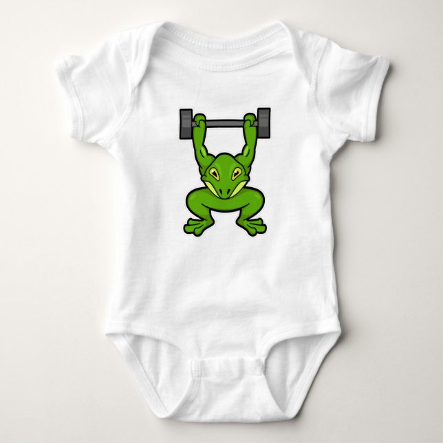 Body Para Bebé Rana en Bodybuilding con Barbell (Anverso)