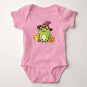 Body Para Bebé Rana verde linda con sombrero de bruja