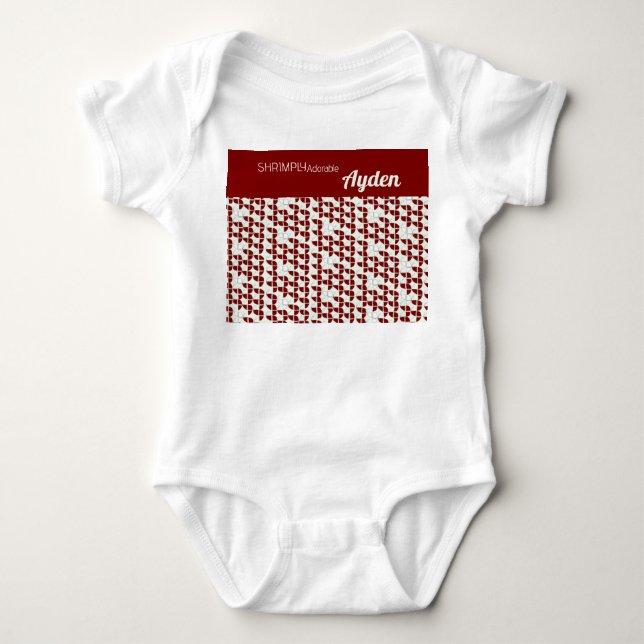 Body Para Bebé RÁPIDO Patrón Retro Adorable Personalizado Rojo Bl (Anverso)