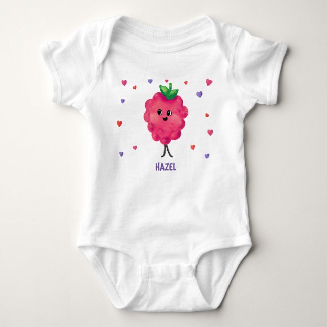 Body Para Bebé Raspberry Personalizado Berry Primer cumpleaños (Anverso)
