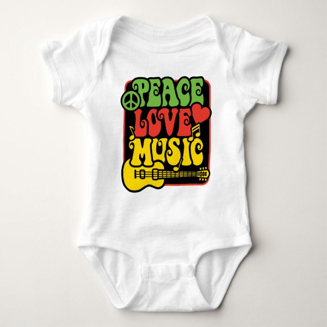 Body Para Bebé Rasta Peace Love Music (Anverso)