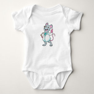 Body Para Bebé Ratón como doctor con bata de doctor