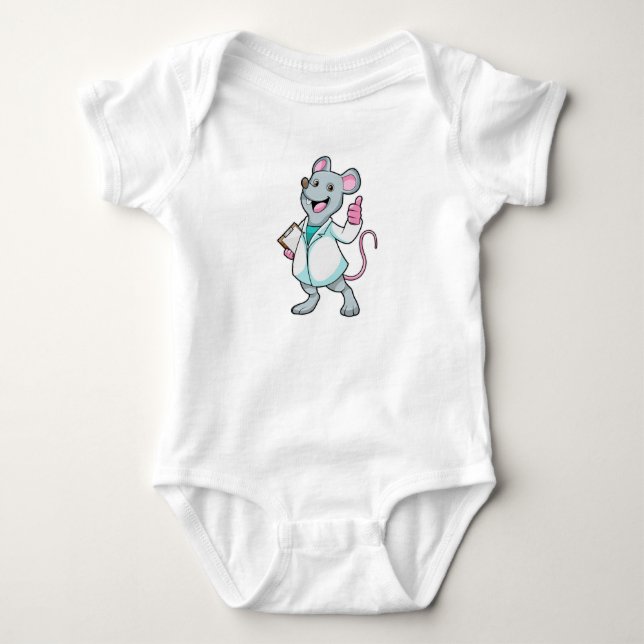Body Para Bebé Ratón como doctor con bata de doctor (Anverso)