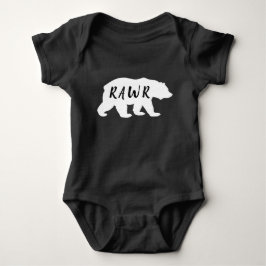 Body Para Bebé Rawr de silueta de oso blanco y negro