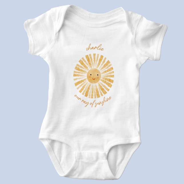 Body Para Bebé Rayo de sol acuarela personalizada (Little ray of sunshine personalized new baby bodysuit)