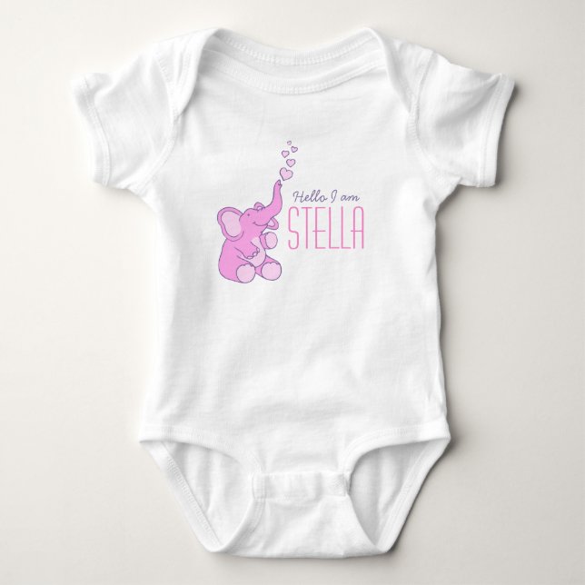 Body Para Bebé Recién nacido elefante bienvenida chicas camiseta (Anverso)