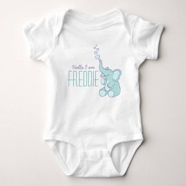 Body Para Bebé Recién nacido elefante bienvenida niños camiseta c (Anverso)