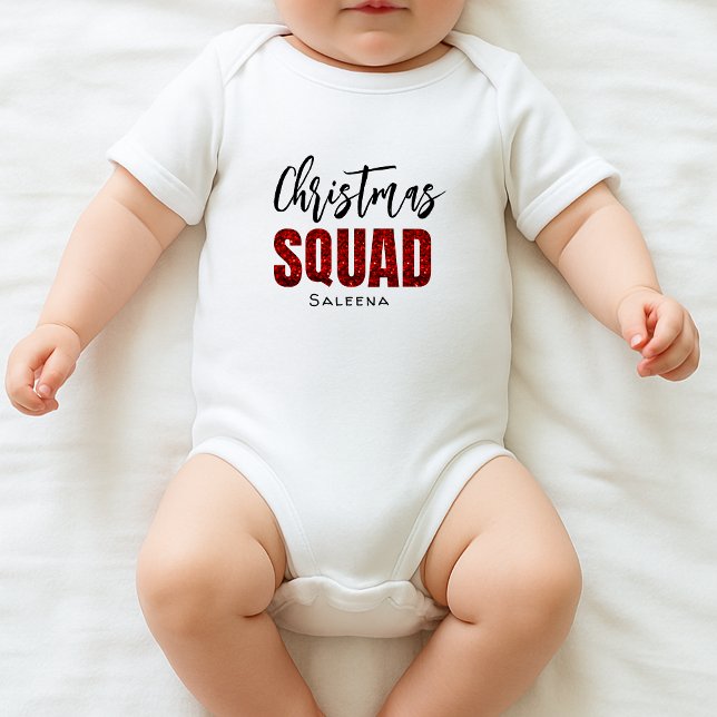 Body Para Bebé Red Glittery  Christmas Squad Name White (Subido por el creador)
