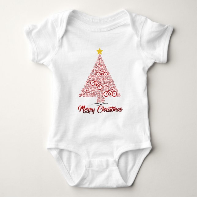 Body Para Bebé Red Mtb Bicycle Christmas Tree Feliz Navidad (Anverso)