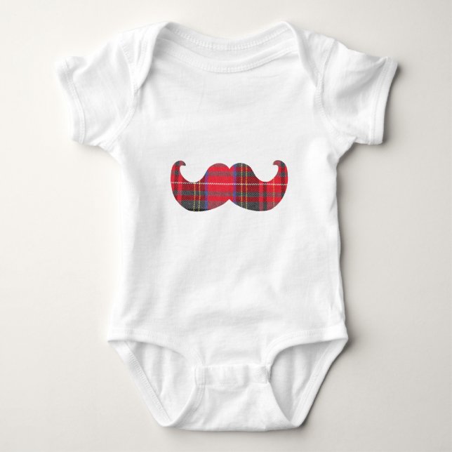 Body Para Bebé Red Tartan Mustache (Anverso)