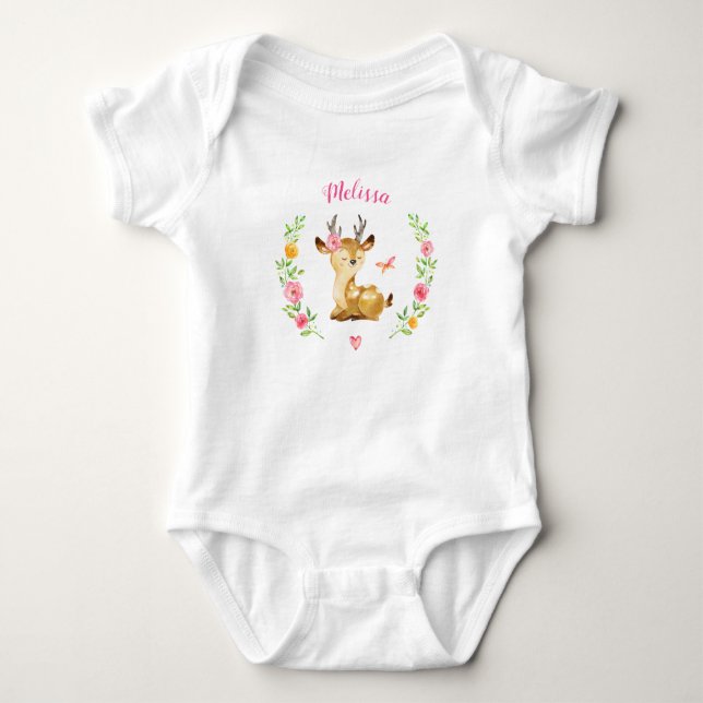 Body Para Bebé Regalo de Baby Shower de Deer Woodland Chica perso (Anverso)