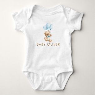 Body Para Bebé Regalo de baby shower oso de peluche y globos azul