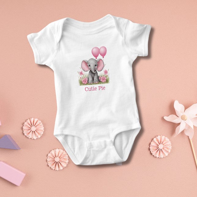 Body Para Bebé Regalo de Baby Shower rosado para bebé elefante pe (Personalized Pink Gray Baby Elephant Baby Body Suit. Baby shower gift, Gift for new baby girl)