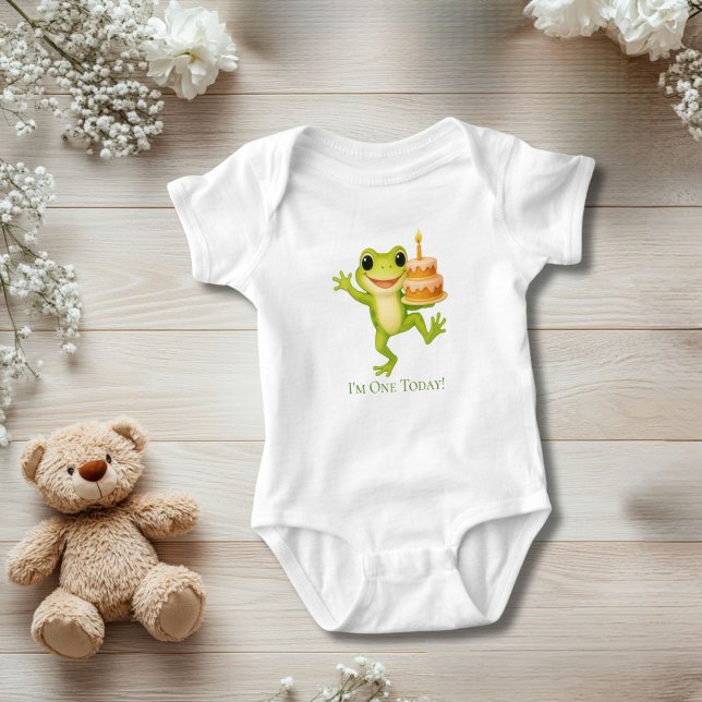 Body Para Bebé Regalo de bebé de cumpleaños de rana personalizada (Frog 1st Birthday Baby Body Suit. Personalized.)