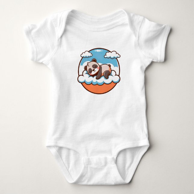 Body Para Bebé ☁️🐼 Regalo de bebé panda dormido en nube ✨ (Anverso)