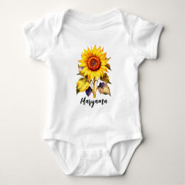 Body Para Bebé Regalo de girasol rústico lindo | Nombre de guión