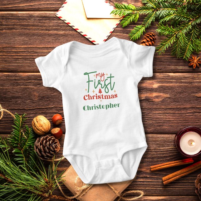 Body Para Bebé Regalo de Navidad personalizado para bebés, primer (Personalized Babies First 1st Christmas Baby Body Suit)