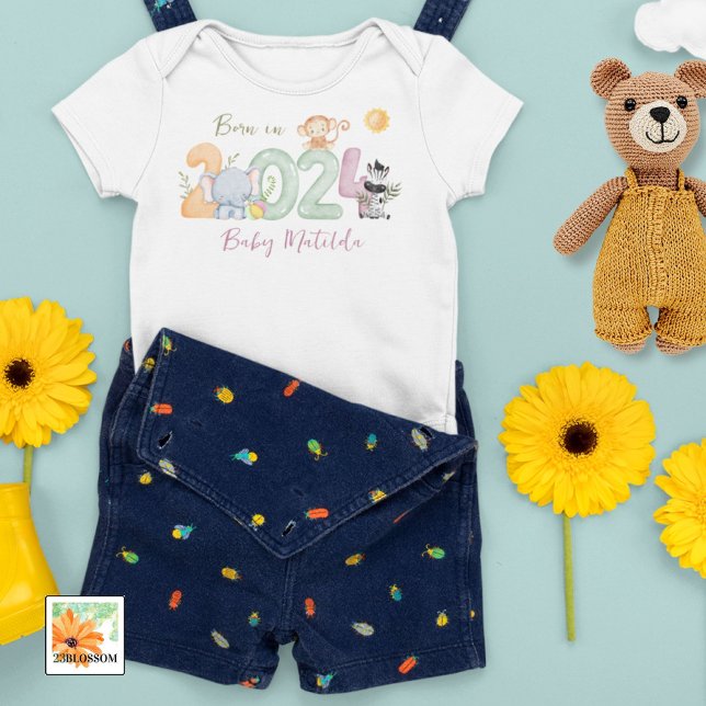 Body Para Bebé regalo personalizado de bebé safari nacido en 2024 (Subido por el creador)