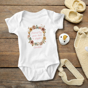 Body Para Bebé Regalo personalizado de flores rosadas para bebé n