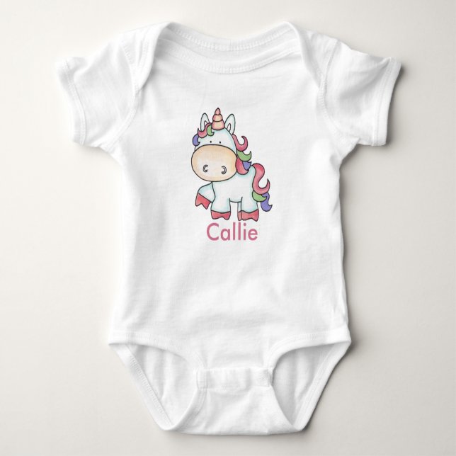 Body Para Bebé Regalos personalizados del unicornio de Callie (Anverso)