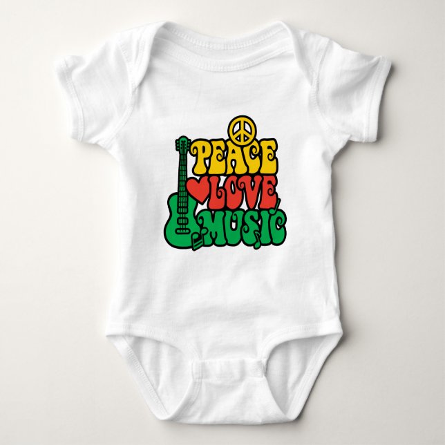 Body Para Bebé Reggae Peace Love Music (Anverso)