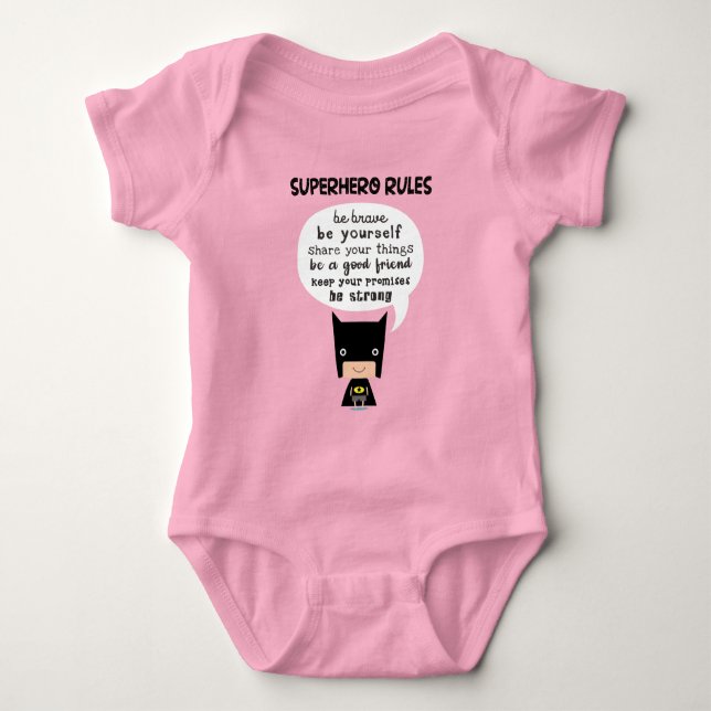 Body Para Bebé Reglas de superhéroe (Anverso)