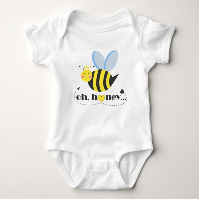 Body Para Bebé Reina abeja de Oh Honey Valentines con tiara (Anverso)