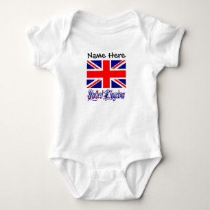 Body Para Bebé Reino Unido y bandera británica con tu nombre