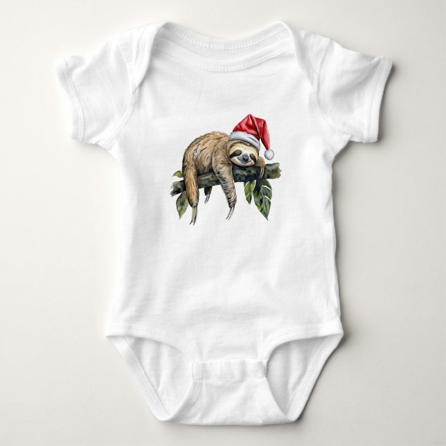 Body Para Bebé Relajación de Sloth con un gorra Navidad 1 (Anverso)
