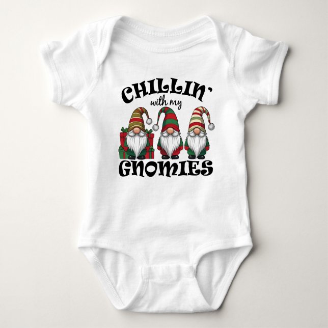 Body Para Bebé Relajándome con mis Gnomos Amigos Gnomos Colgando (Anverso)