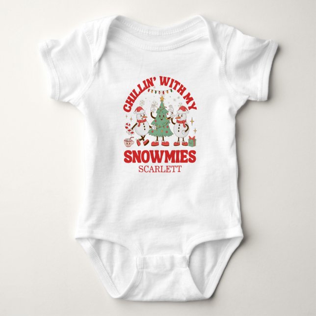 Body Para Bebé Relajándome con mis Snowmies en Navidad (Anverso)