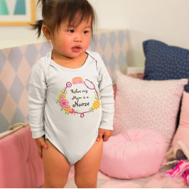 Body Para Bebé Relax Mi Mamá Es Un Estetioscopio Floral De Enferm