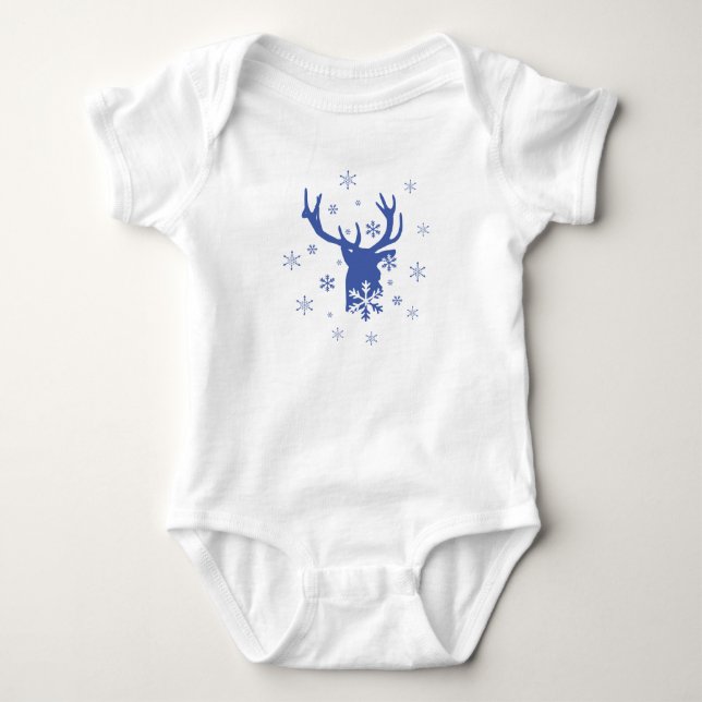 Body Para Bebé Renos y copos de nieve (Anverso)