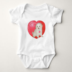 Body Para Bebé Rescate de perro blanco pequeño de San Valentín