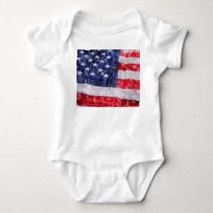 Body Para Bebé Resumen Bandera Americana, Estilo Acuarela.