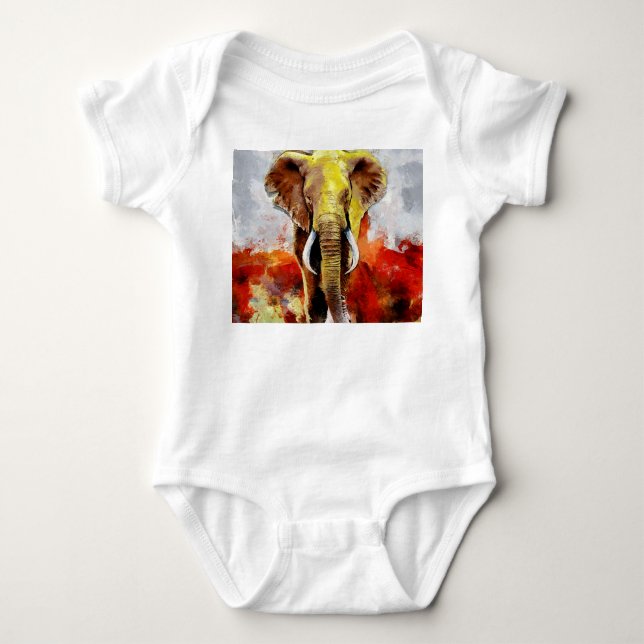 Body Para Bebé Resumen de pintura de aceite de elefante moderno (Anverso)