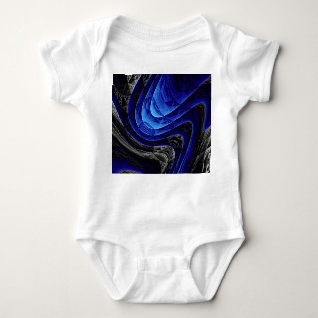 Body Para Bebé Resumen ondulado azul, fondo de arte digital. (Anverso)