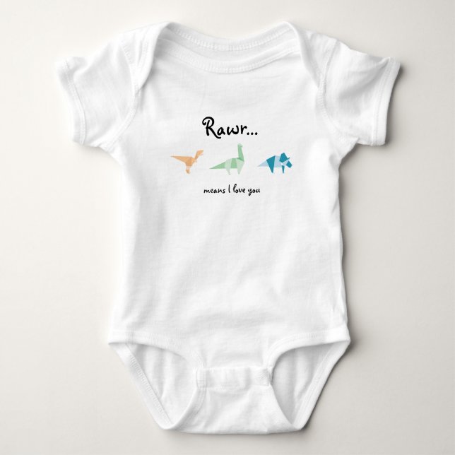 Body Para Bebé Resumen Rawr Significa Que Te Amo Dinosaurios (Anverso)