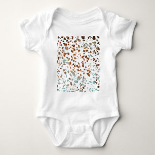 Body Para Bebé Resumen Terrazzo Mosaic Rust Brown & Blue Pattern