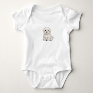 Body Para Bebé Retrato de cachorro blanco esponjoso maltés Amante