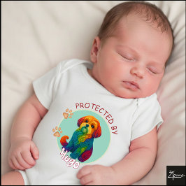 Body Para Bebé Retrato de perro Shih Tzu en espiral vibrante con
