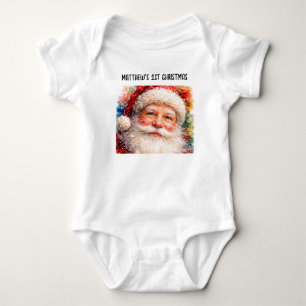 Body Para Bebé Retrato de Santa Claus en una alegre Navidad