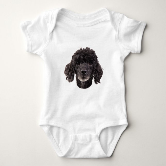 Body Para Bebé Retrato de un caniche negro (Anverso)