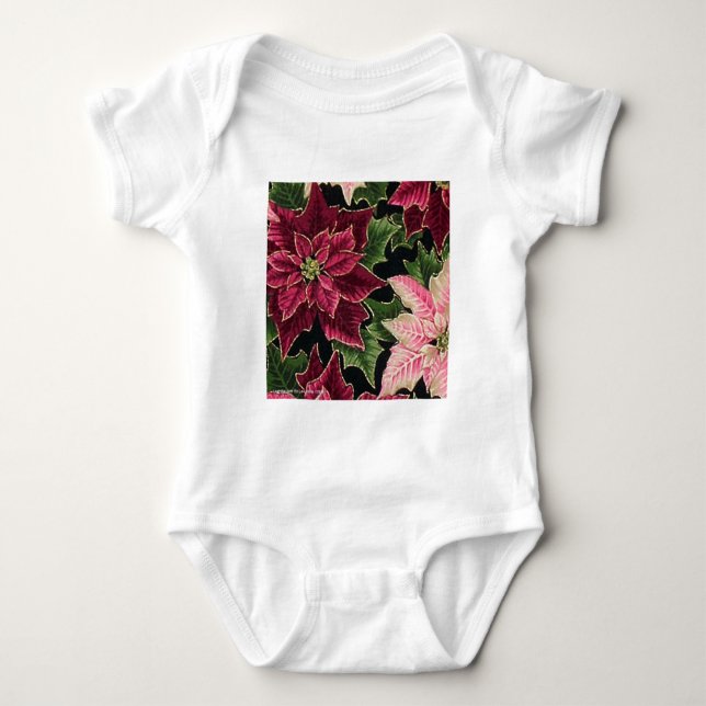 Body Para Bebé Retro 50 Poinsettia Borgoña Rosa (Anverso)