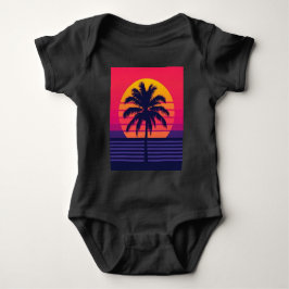 Body Para Bebé Retro 80s Sunset Palm Tree Synthwave Art
