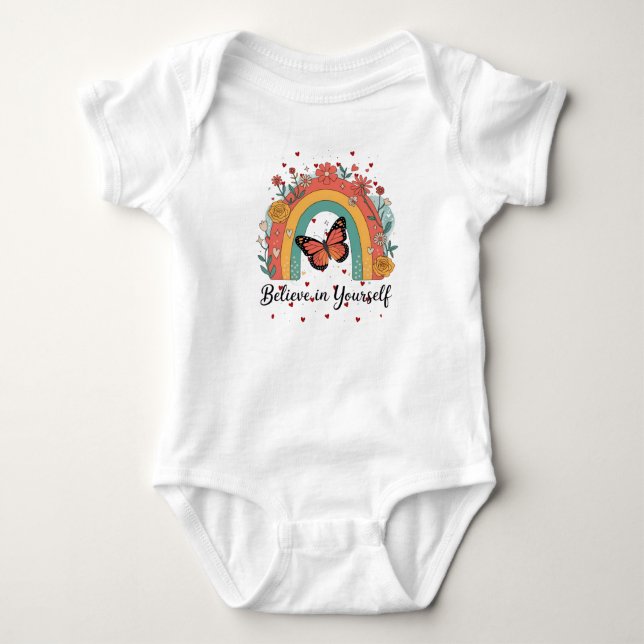 Body Para Bebé Retro Boho Arcoíris Cree en Ti Mariposa (Anverso)
