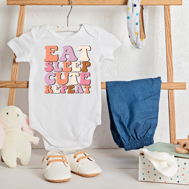 Body Para Bebé Retro Comer Dormir Cuto Repetir el traje de bebé (Subido por el creador)