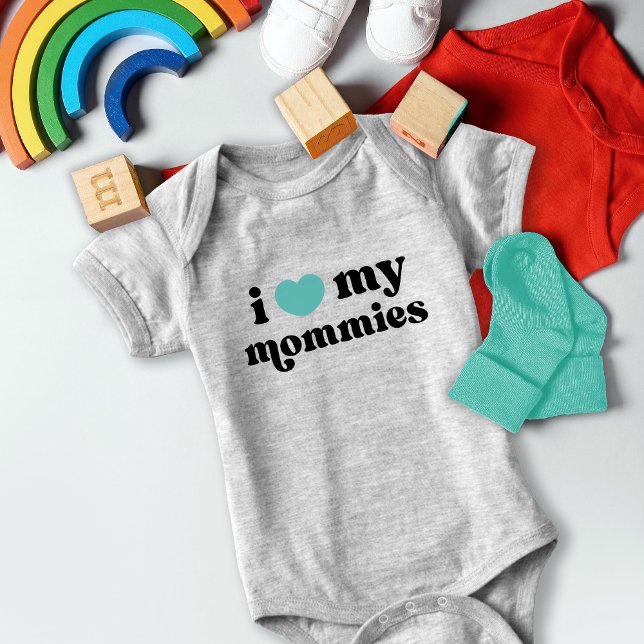 Body Para Bebé Retro I Love My Mommies Queer Moms Heart (Subido por el creador)